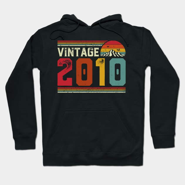 Vintage 2010 Birthday Gift Retro Style Hoodie by Foatui